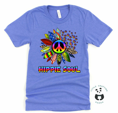 Hippie Soul Peace Tshirt Columbian Blue