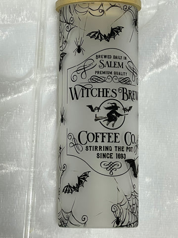 Witches Brew Glass Drinkware with lid - 17 ounces White